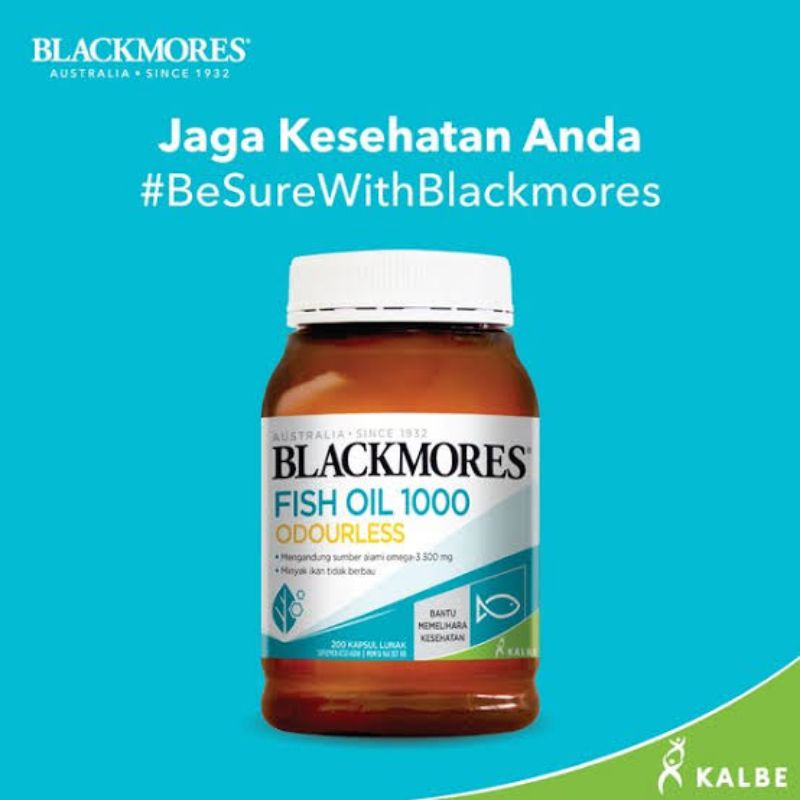 Blackmores Minyak Ikan Odourless Fishoil 1000mg isi 30 / 90 / 200 Tab - KALBE