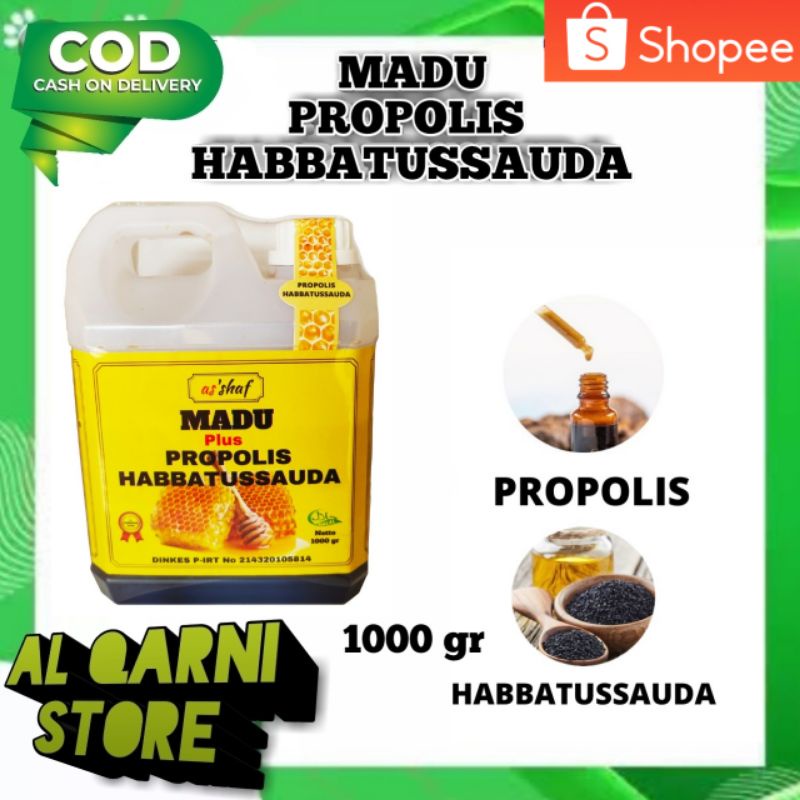 

Madu Asli Propolis Habbatussauda 1000g