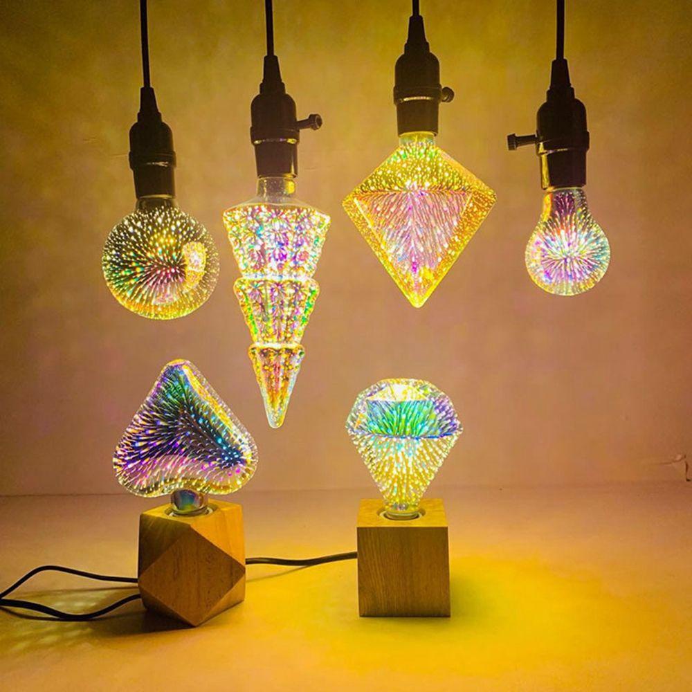 NICKOLAS1 Lampu LED Pohon Natal Vintage 3D Suasana Meriah Kaca Skenario Design Dekorasi Bohlam