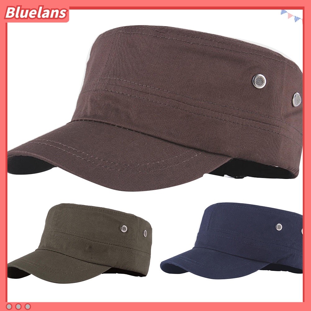 bluelans♘ Topi Baseball Komando Flat Warna Polos untuk Pria/Outdoor