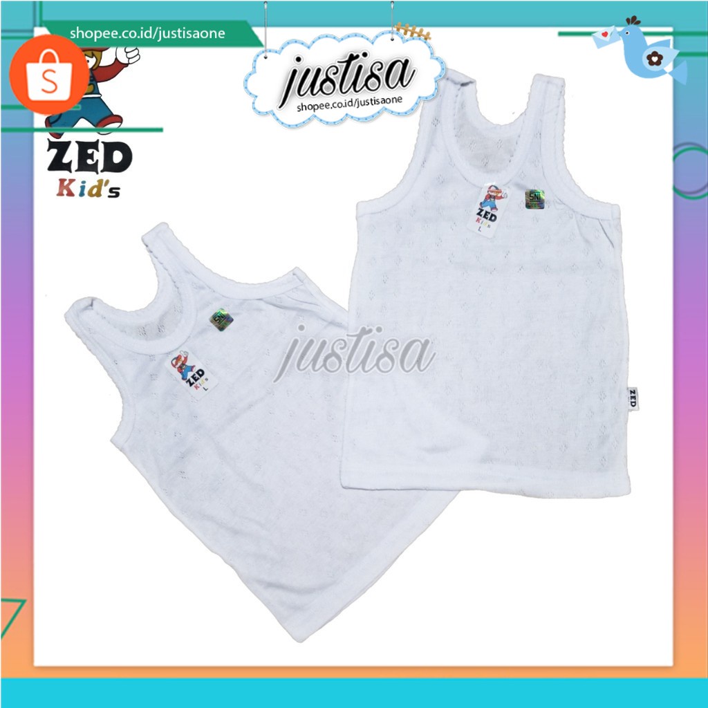 Promo  !! SINGLET BAYI ZED KIDS 6PCS SINGLET NEW BORN DAN ANAK-ANAK || ukuran L (1-2 thn)