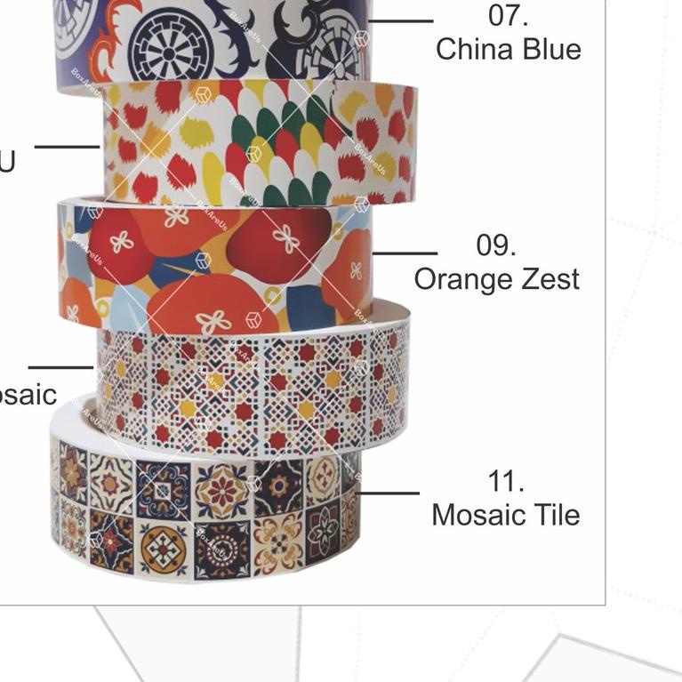 

✼ Pita Kertas Berbagai Motif, Hiasan Toples, Hiasan Box, Hiasan Souvenir, Perlengkapan Pesta ◌