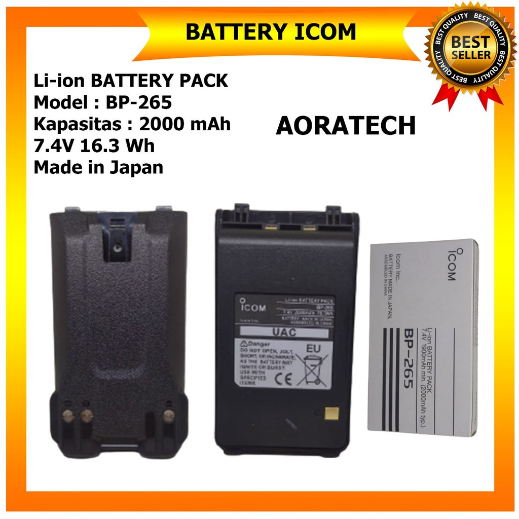 Batre I-Com V80 - V86 Battery ICOM V-80 2000mAh 7.4V BP-265