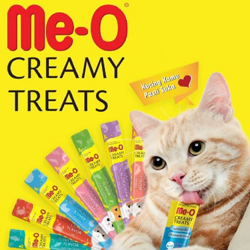 Meo Creamy Treats isi 15 gr x 4 pcs / Me-o liquid /Cemilan Kucing -Snack Kucing