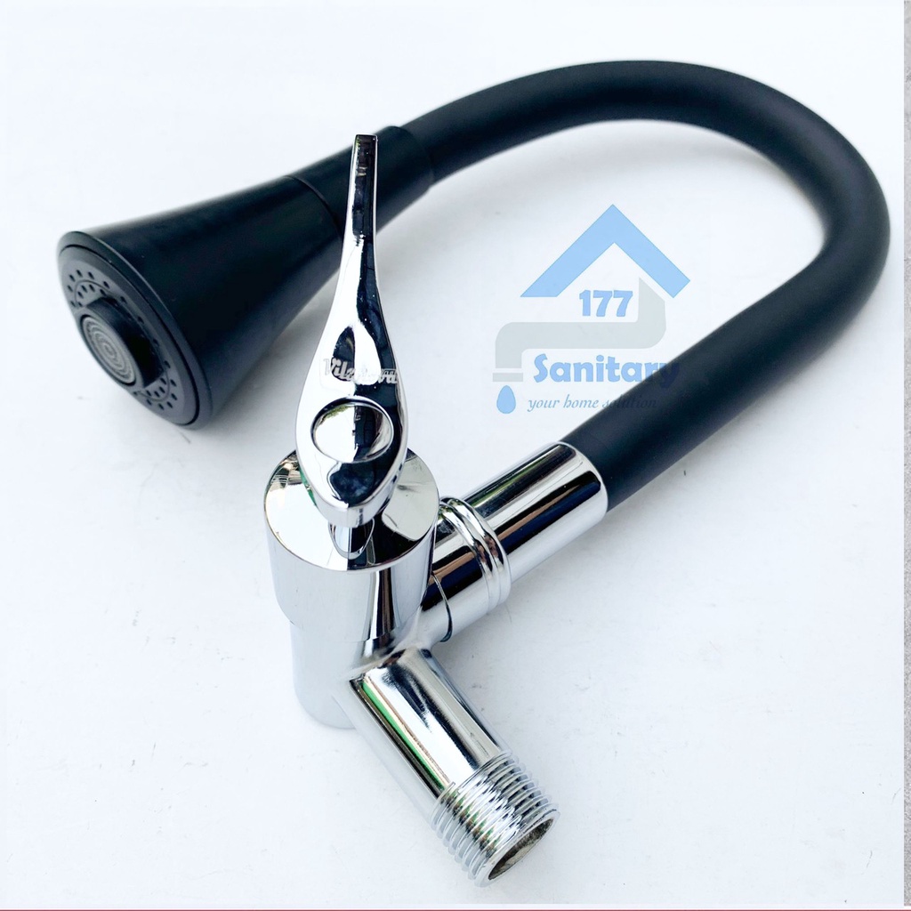 Kran Air TEMBOK Fleksibel Minimalis angsa HITAM 1073TRB-Keran Air sink wastafel  Cuci Piring FLEXIBLE Black /C26