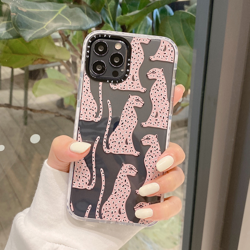 【Ready Stock】Graffiti Pink Leopard Casing iPhone 12 Mini 12 11 Pro Max SE 2020 Xs Max XR 6s 8 7 Plus Phone Case Casetify Shockproof Transparent Soft TPU Back Cover-B1
