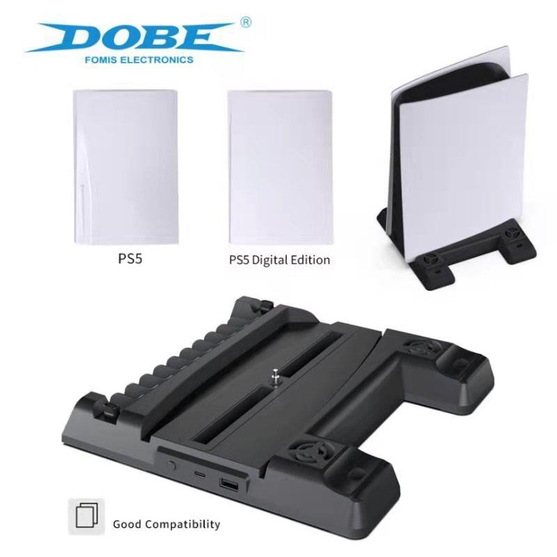 PS5 Dobe Multifunctional Stand Cooling Charging Stik Stick Rak Cd