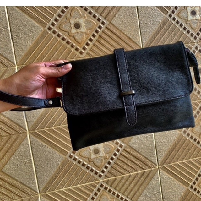 Clutch Kulit asli import Pria Wanita Tali pendek dan Tali panjang