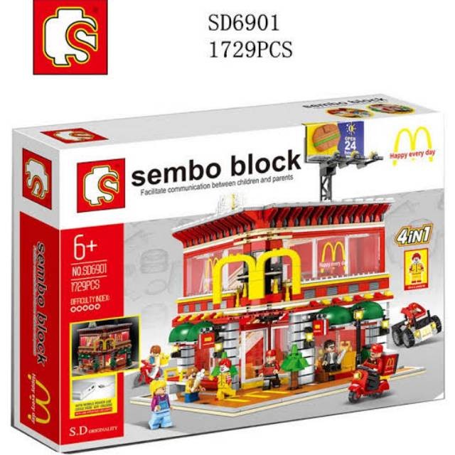 Lego Block SD6901 Restoran Mcdonalds Besar 4 in 1