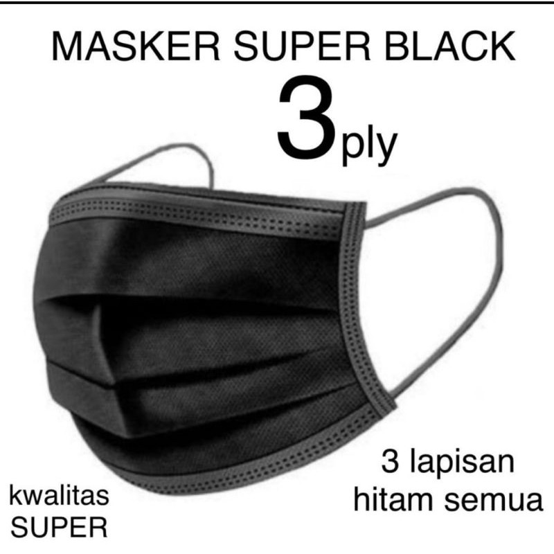 Masker 3ply Hitam Trend Korea Harga Per Pcs