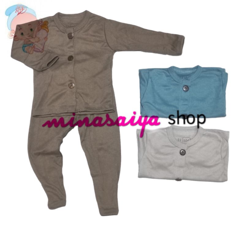 WINTEKU Setelan Bayi SNI Lengan Panjang Piyama Bayi Kancing Depan Polos Warna Uk. NB - L