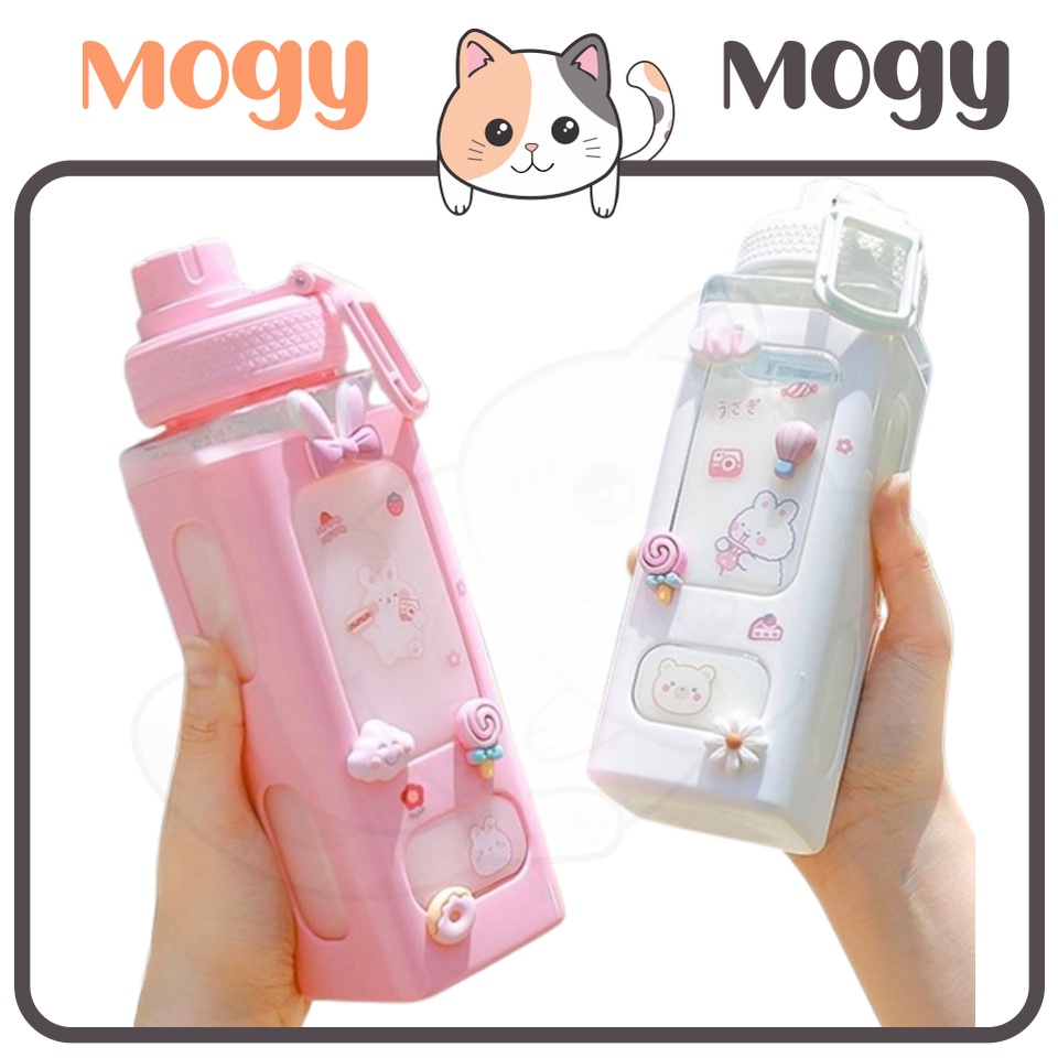 MOGYMOGY BTL008 Botol Minum Plastik Cantik Air  Comel Anak Sekolah Korea Square Bear