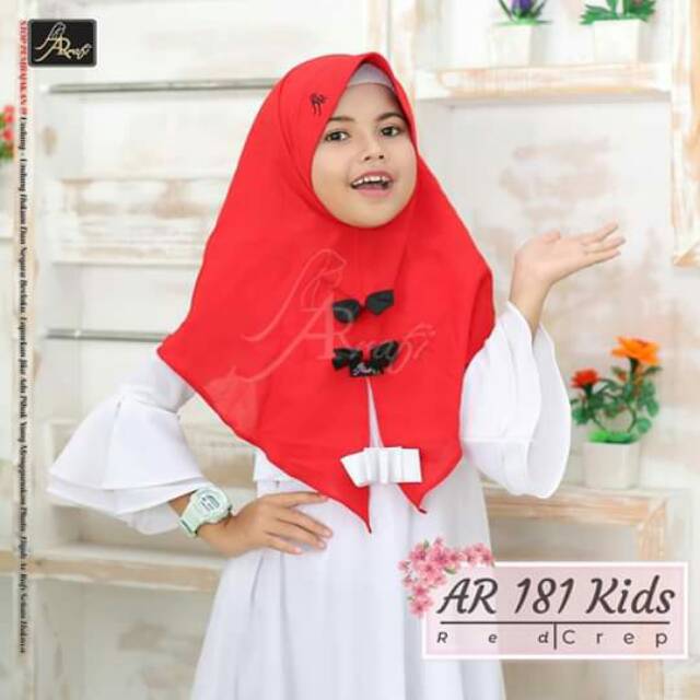 Hijab kids Ar 181 // hijab dengan aksen pita di depan //hijab Arrafi kids