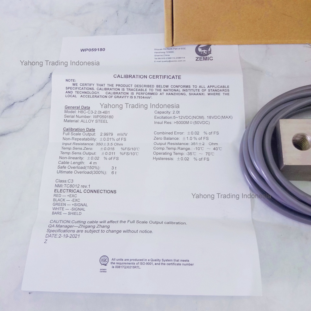 Load Cell Sensor Berat Timbangan Digital Loadcell ZEMIC H8C 1ton