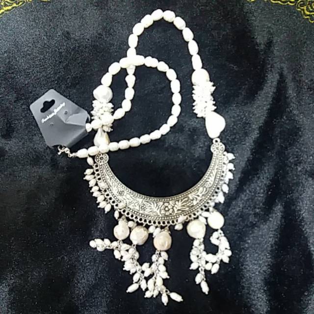 kalung mutiara asli perak bakar