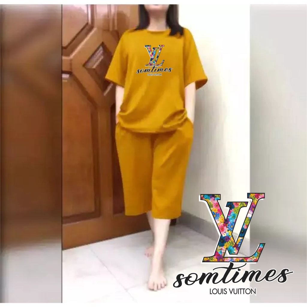 Setelan Kulot Jumbo Wanita / Set Kaos Oversize Big Size LD 120 Somtimes