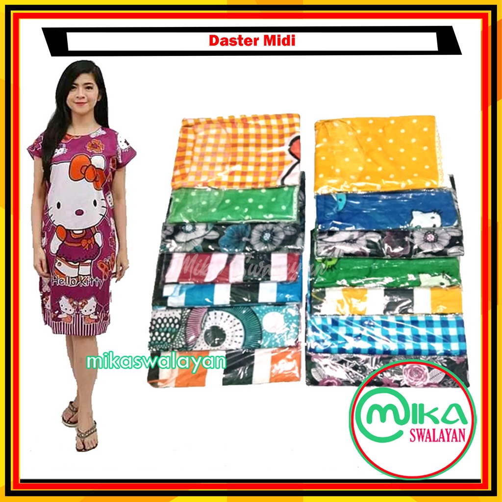 Daster Midi - Baju Wanita - Baju Santai - (Motif dan Warna Random)