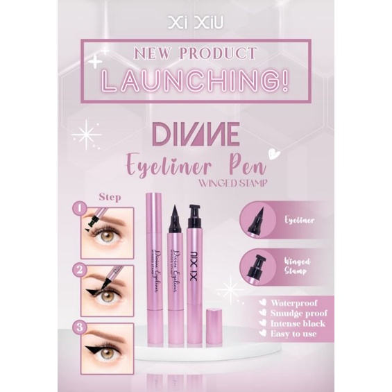 XI XIU Devine liquid Eyeliner pen black waterproof / Eyeliner with stamp black 2 in 1