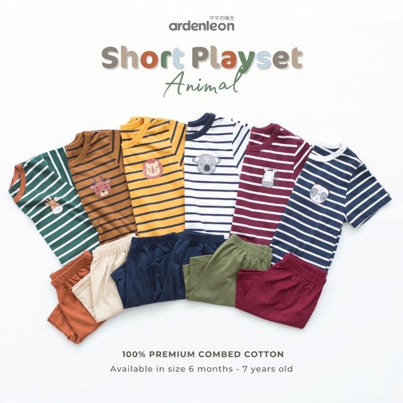 ArdenLeon SHORT PLAYSET ANIMAL UNISEX / Arden Leon Setelan Pendek Anak UNISEX