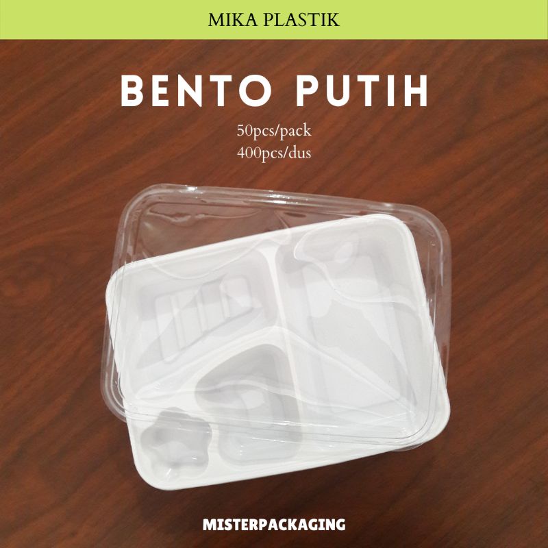 [50PCS] MIKA BENTO SEKAT 4 PUTIH