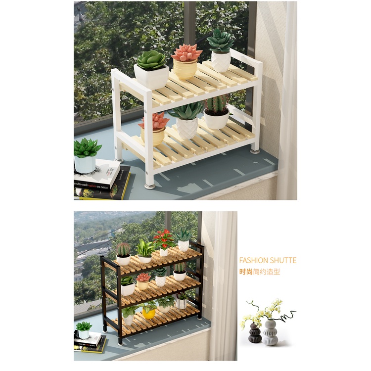 Promo Wooden Shelf 3 Susun / Rak Kayu Besi IMPOR / Rak Serbaguna / Rak Samping