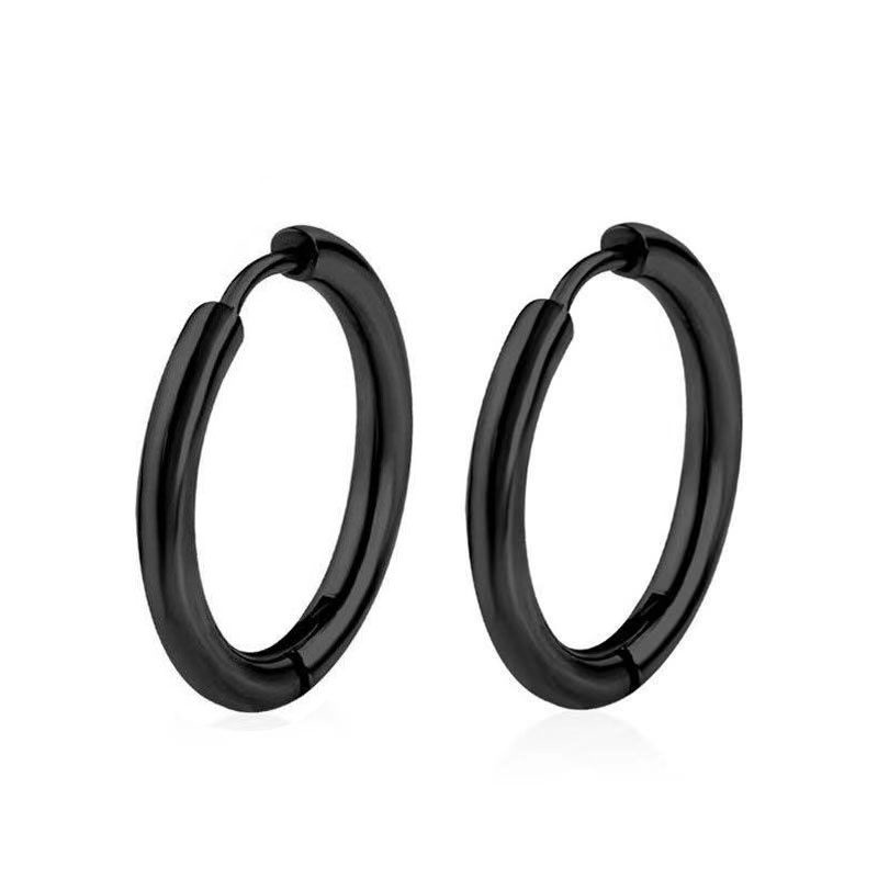 Tp Titanium [1pcs] Anting Hoop Bulat Model Tindik Bulat Pria dan Wanita