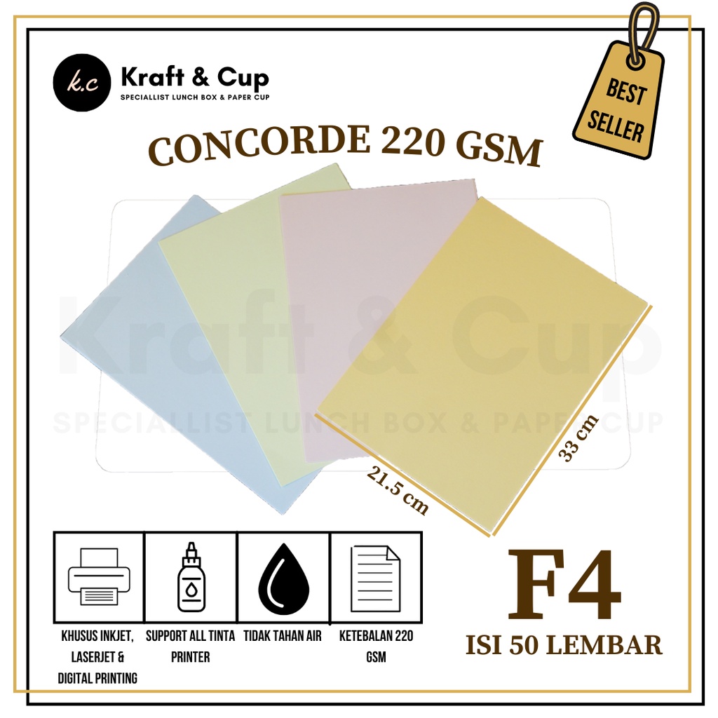 

Kertas Concorde F4 220 gr isi 50 lembar / Kertas Concorde F4 / Kertas Sertifikat F4