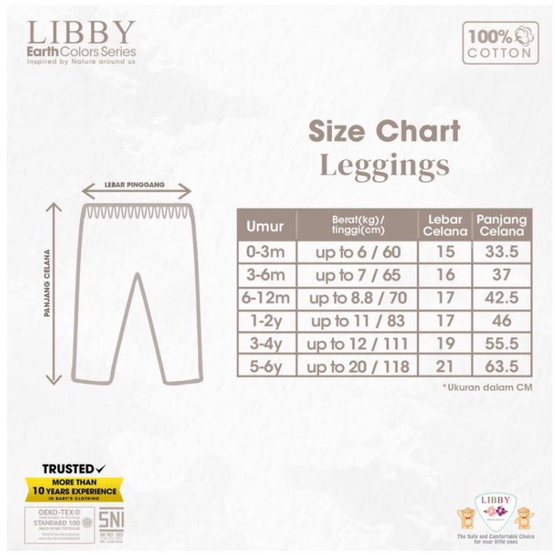 0 - 6 Tahun Libby Earth Series Legging Rib Cotton NEW CBKS Part 3