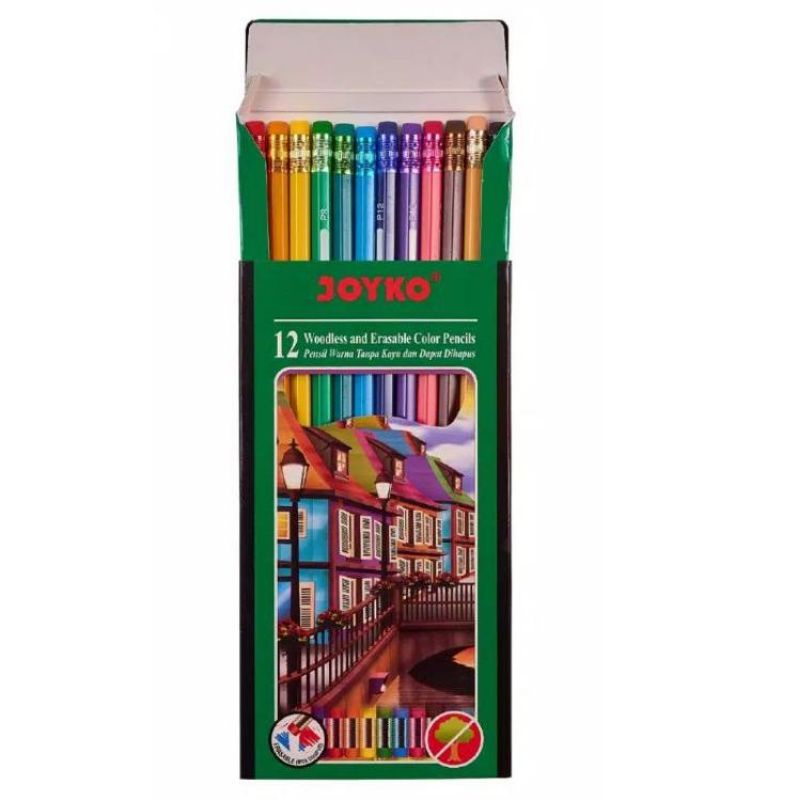 PENCIL WARNA JOYKO WOODLESS COLOR ISI 12 PCS PANJANG CP-109