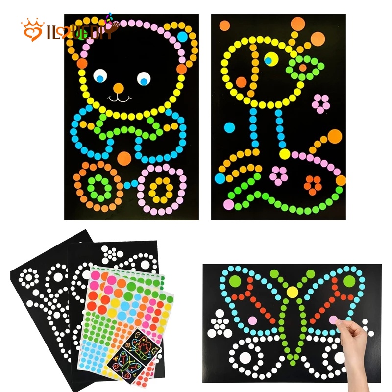 1 Set Mainan Edukasi Puzzle Stiker Motif Kartun Hewan Warna-Warni Untuk Anak