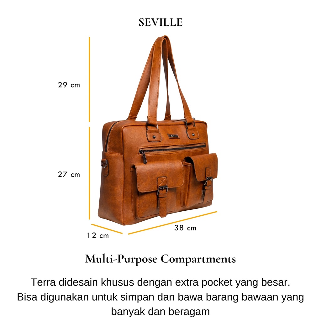 SEVILLE Bag by Manjua. Tas Kerja, Tas Kuliah, Muat Laptop 14 inch. Tas Laptop, Ukuran Besar.