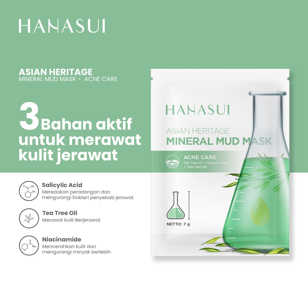 HANASUI MINERAL MUD MASK ORIGINAL BPOM  Brightening Acne Pore Minimizing / masker hanasui sachet