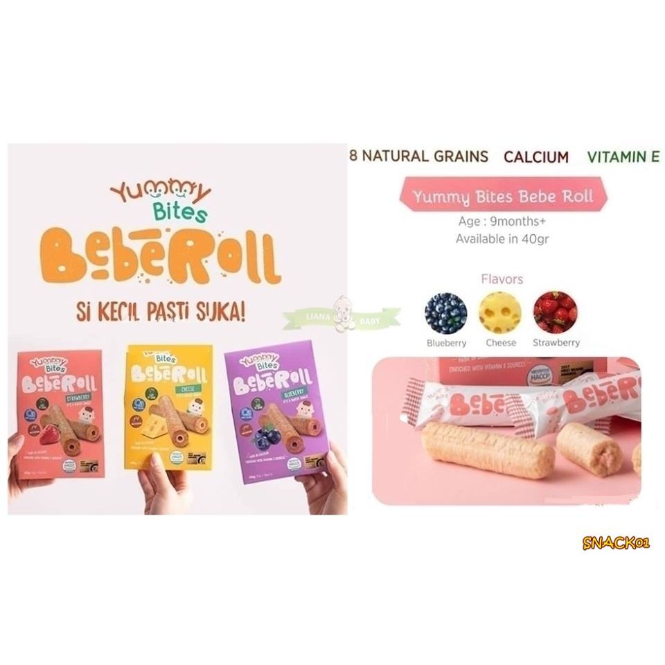 SNACK01 YUMMY BITES BEBEROLL 40GR SNACK BAYI KUE BAYI BISKUIT BAYI JAJAN BAYI