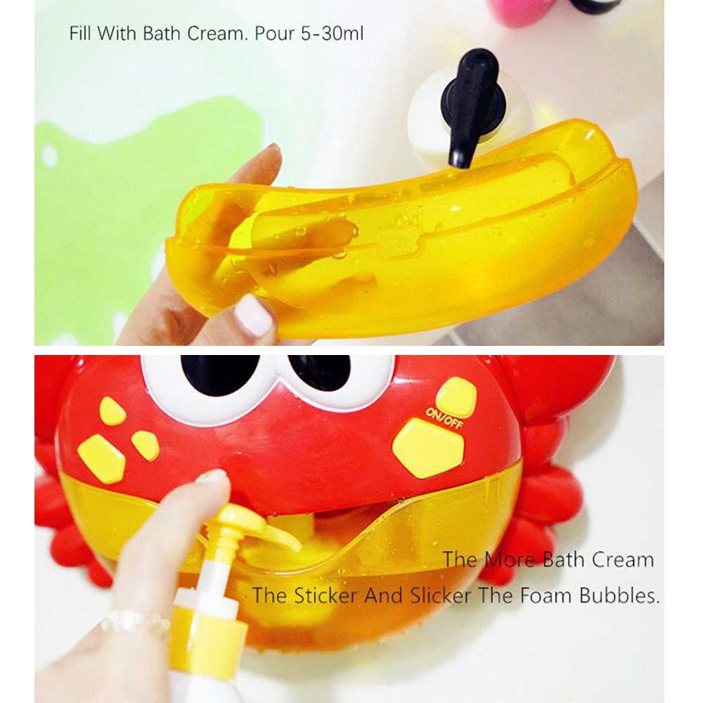 Dispenses Mandi Bayi Balita Boneka gelembung sabun otomatis dengan musik Bubble Crab Pembuat Gelembung Sabun Balon Otomatis dengan Musik Mainan anak sabun mandi Bubble Machine Music Bathtub Soap Machine Automatic Bubble Maker Baby Bathroom Funny Toy