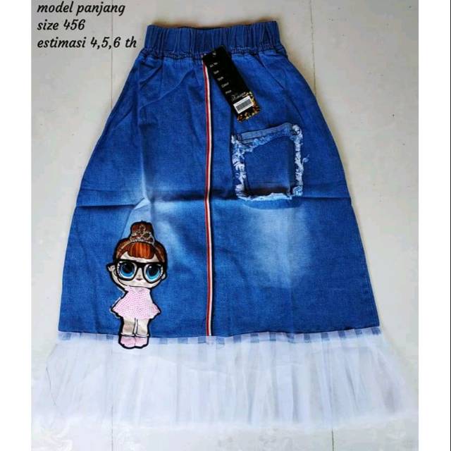 Rok levis tutu / rok panjang anak / rok jeans panjang LOL LED