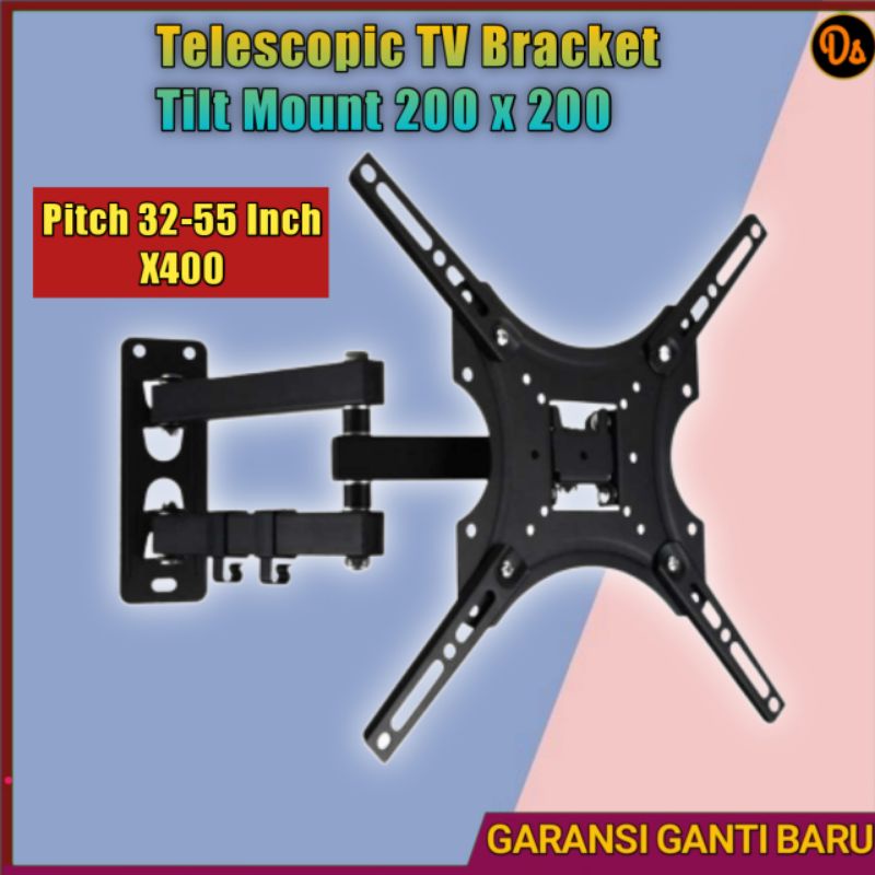 PROMO Telescopic TV Bracket Tilt Mount 400 x 400 Pitch 32-55 Inch X400 CNXD OMBV0EBK