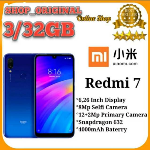 Xiaomi Redmi 7 Ram 3/32GB Garansi Distributor