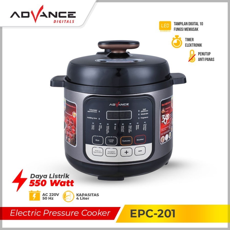 Panci Presto Magic Com Rice Cooker Digital Advance  EPC-201 Electric Pressure Cooker 4 Liter Smart EPC201