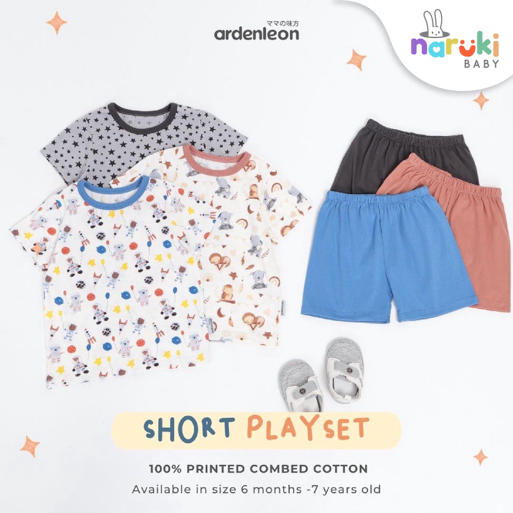 Ardenleon Short Playset Astronot Owl Star Arden Leon Baju Setelan Anak