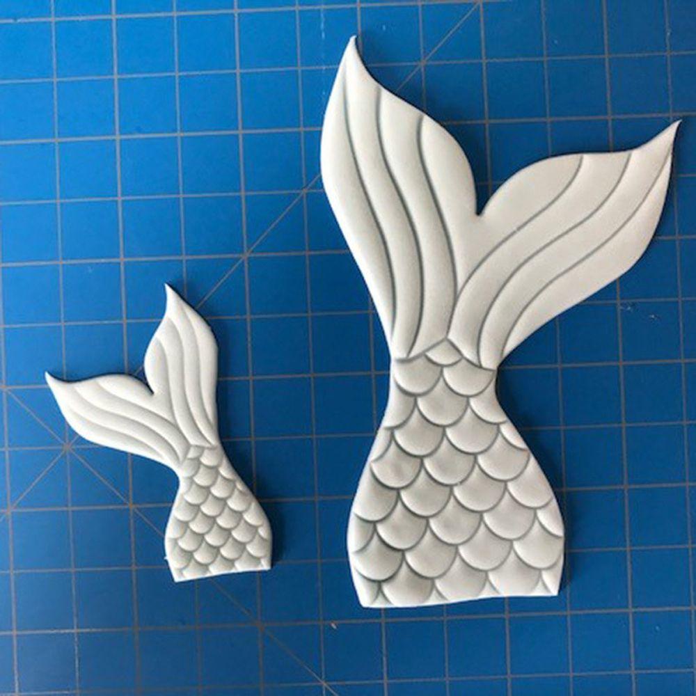 Solighter 2pcs Cetakan Kue Mermaid Plastik Dekorasi Kue Baking Tools Cookie Cutter