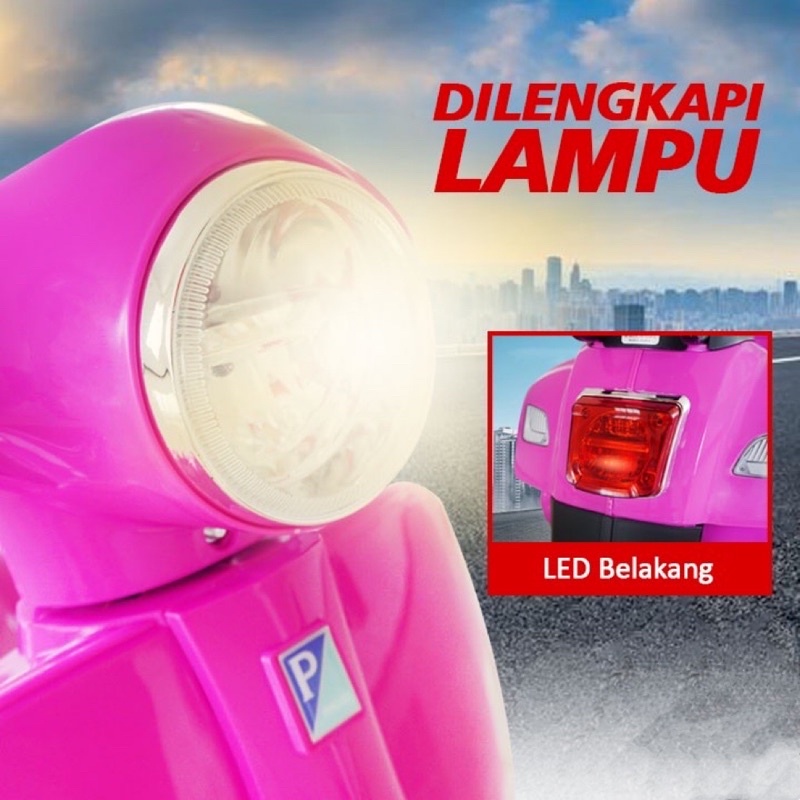 Mainan Anak Motor Aki Murah Vespa Vintage Classic Lisensi Original Pmb 788-4