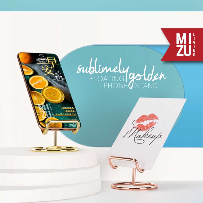 SUBLIMELY GOLDEN Floating Phone Stand Mobile Phone Holder Tempat Berdiri HP Senderan Dudukan HP Emas