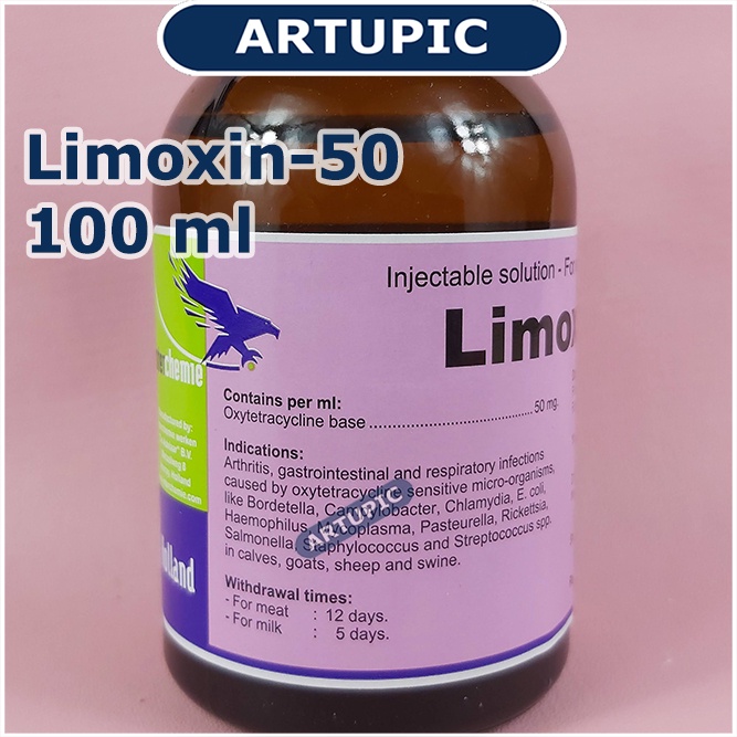 Limoxin-50 100 ml Antibiotik Spektrum Luas Hewan Ternak Oxytetracycline Sapi Kambing Babi Anjing Kucing Ayam Domba