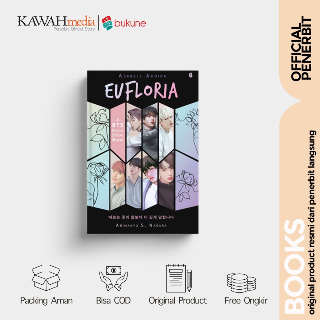 Buku Novel - Eufloria: A BTS Fan Art Story Book Original + Bonus Booklet/Poster - Bukune - Asabel Au