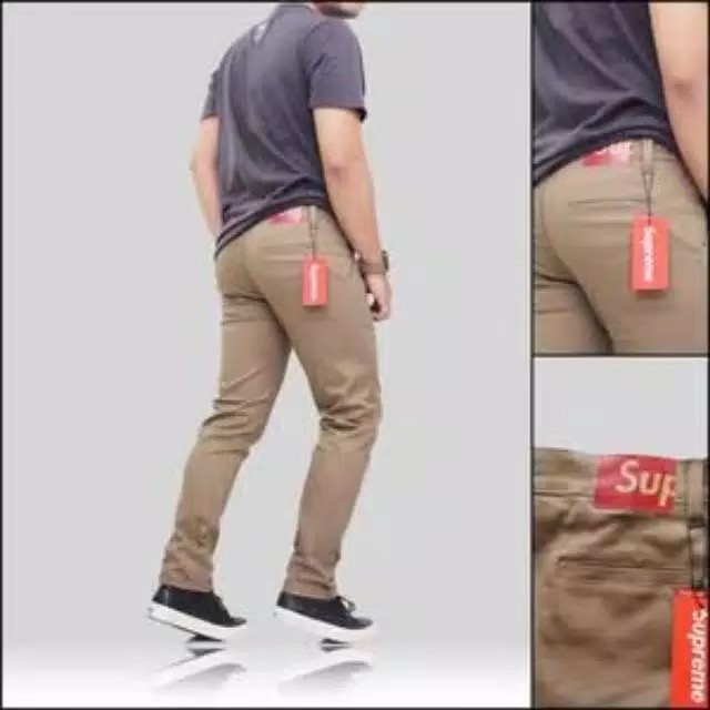 Celana Chino Pria Bahan Adem Nyaman Katun Strecth/Melar