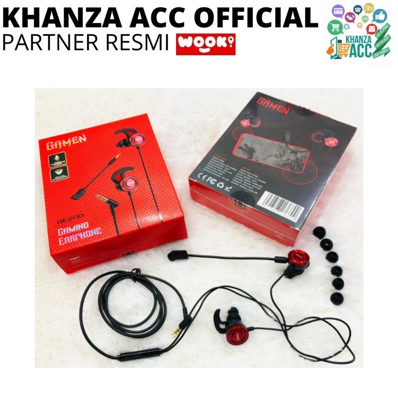 KHANZAACC GAMEN GE200 Earphone Gaming Dual Microphone Virtual Stereo Surround Sound In-ear