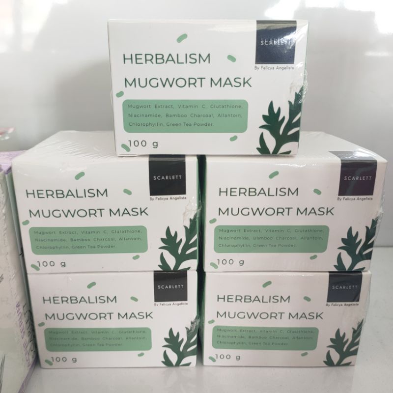 [COD] Scarlett Whitening Herbalism Mugwort Mask Menyamarkan Noda Melembabkan Menenangkan Kulit I BPOM 100% Original