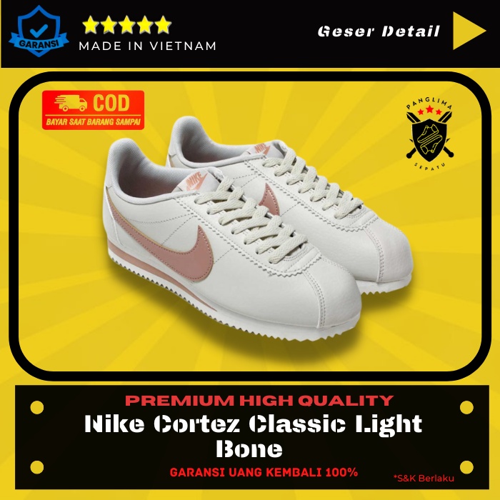 Sepatu Nike Cortez Classic Light Bone Sneakers Wanita Sneaker Fashion Cewek Import Premium Original