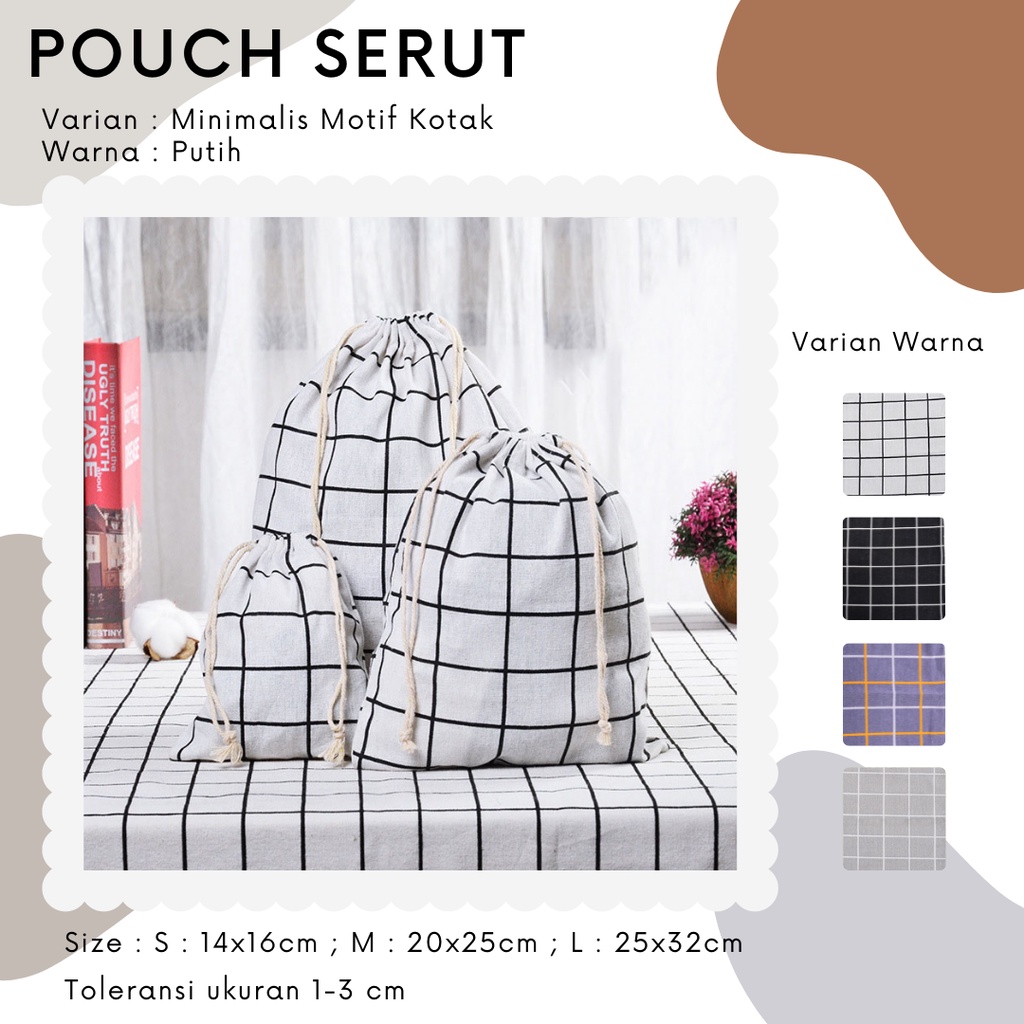 Pouch Serut Motif Kotak / Serbaguna / Souvenir / Hampers / Wrap