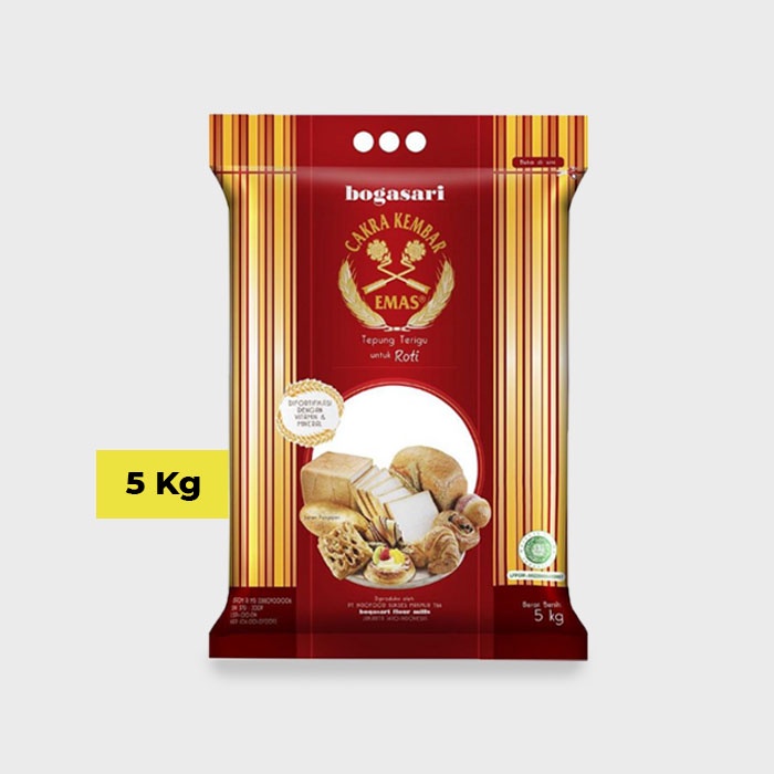 

Tepung Cakra Kembar Emas Roti/Tepung Cakra Kembar Emas Western Bread 5 Kg